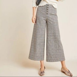 Anthropologie Roma Plaid Textured Wide Leg Pants- Size 6